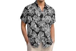 Beach Shirts for Men Short Sleeve Button Down Trendy Casual Tops Hawaiian Shirts for Travel Summer Vacation Outfits
