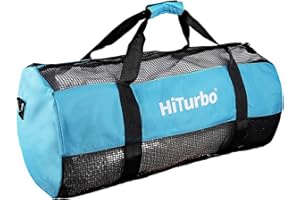 Hiturbo Mesh Dive Duffel Bag: Scuba Gear Bags for Diving, Snorkeling, Freediving and Swimming - 60L Travel Beach Pool Water Sports Equipment Bag with Shoulder Strap