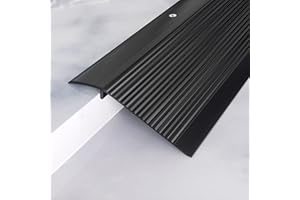 Heainaiyoo Metal Floor Transition Strip, Aluminum Threshold for Doorways, for Gap from 0.4″to 1.6″, for Doorways Tile Wood Vinyl Laminates, Size 36in x 4in x 1.32 in (Black, 1pack)