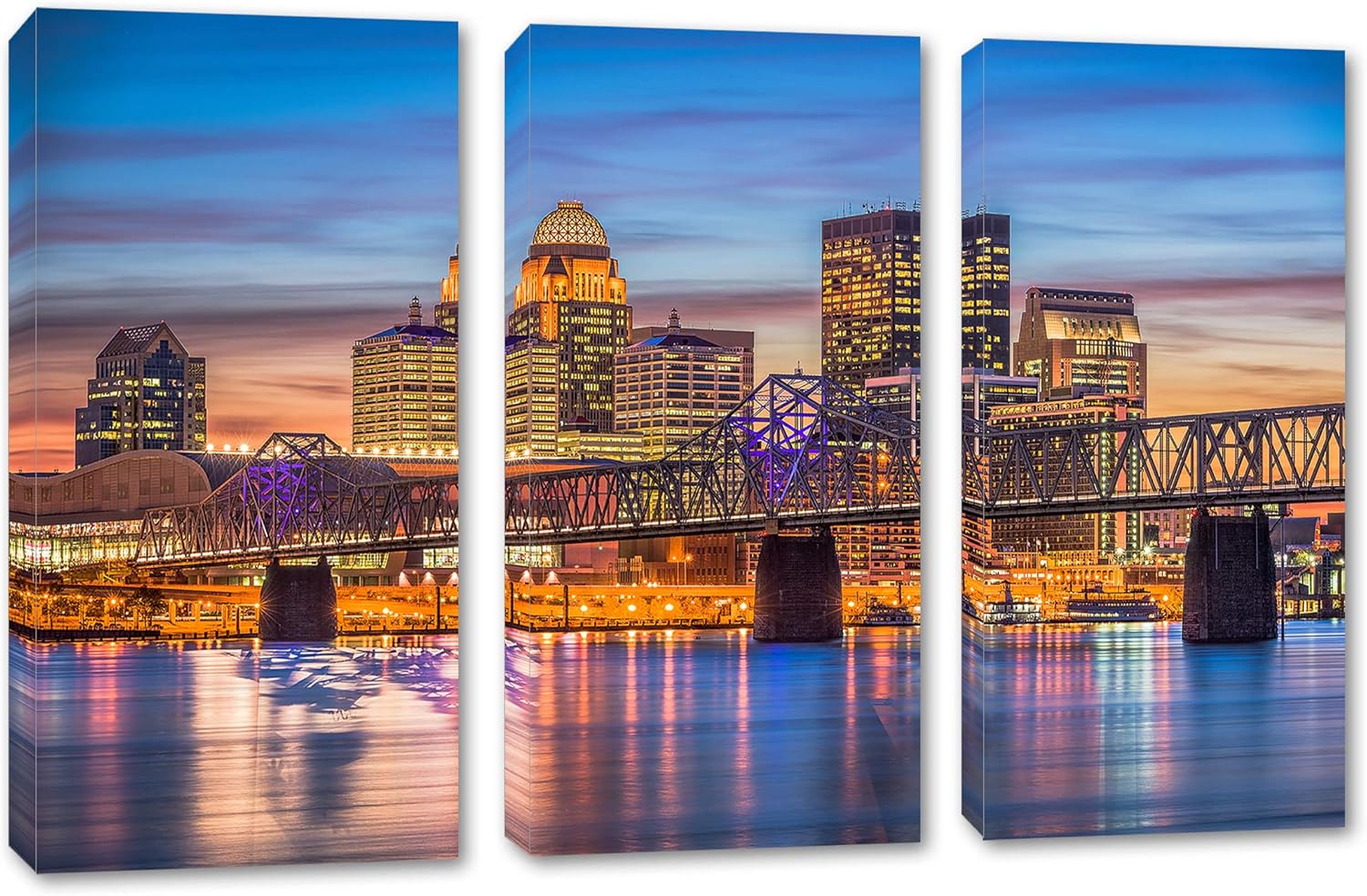 amazon com 36 x 24 total louisville ky skyline wall art canvas print 3 panel split triptych usa skyline home wall decor posters prints 36 x 24 total louisville ky skyline wall art canvas print 3 panel split triptych usa skyline home wall decor