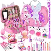 Beayuck Kids Makeup Kit for Girls - Girls Makeup Kit Toys, Real Washable Cosmetic Set with Storage Case, Kids Play Makeup Set for Christmas Birthday Gift 3 4 5 6 8 10 11 12+ Years Old, Pink