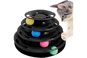 Purrfect Feline Titan's Tower, 4 Tier Cat Tower for Indoor Cats, Black - Multi-Stage Interactive Cat Toy Ball Track with Anti-Slip Grips - Cat Tree Tower, Suitable for One or More Cats