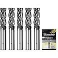 SPEED TIGER EISE 1/8" Carbide Square End Mill - 4 Flutes Milling Bits Set for Alloy Steels, Hardened Steels, Aluminum, Copper, Cast Iron, HRC 50 Deg AlTiN Coating, CNC Router Bits (5pcs)