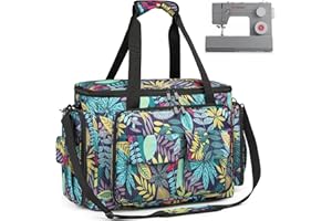SLINRKE Sewing Machine Case with Removable Padding, Sewing Machine Carrying Bag with Shoulder Strap for Most Standard Singer, Brother, Janome (Floral)