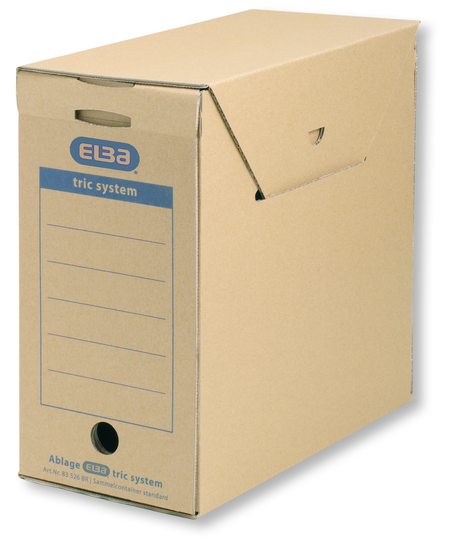 Elba Tric System 83526 Consolidated Container Standard for Filling with Folders and All Types of Paper Pack of 6 Natural Brown