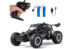 Great-JUNAMT Remote Control Car RC Cars 1:16 All Terrain Monster Truck LED Headlights, Outdoor 2WD Off Road Hobby RC 2.4GHz High Speed, 20Km/h RC Car Toys Gift for Kids Boys 3 4 5-12 (Black)