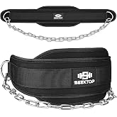 Seektop Dip Belt With 38" Chain for Weightlifting, Dips, Pull Ups &amp; Squats | 5mm Heavy Duty Steel Chain for Added Weight Training, Gym Workout, CrossFit, Weight Lifting &amp; Fitness &mdash; Men &amp; Women