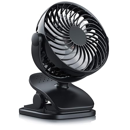 CSL - USB Ventilator mit Tisch-Klemme und Batteriebetrieb/Tischventilator/USB Mini Desk Fan/Clipventilator | 360° drehbar | I
