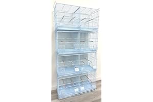 MCAGE LOT of White Stackable Breeder Bird Flight Cage with Removable Center Divider and Breeding Nest Box Doors (White, 26.5"x11"x15"H Lot of 4)