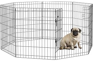 PawHut Dog Playpen Puppy Play Pen, 8 Panels Pet Exercise Fences for Outside Indoor, 30" H