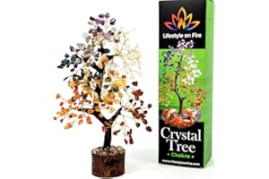 Lifestyle on Fire Chakra Tree of Life Large Healing Crystal & Stone Tree - Gemstone Bonsai for Feng Shui - Colorful Crystal & Gem Tree - Bless Your Life with Positive Energy
