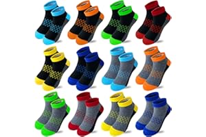 Tsmollyu 12 Pairs Boy Socks Half Cushioned Low Cut Socks Ankle Athletic Cotton Socks For Little Big Kids Age 3-10