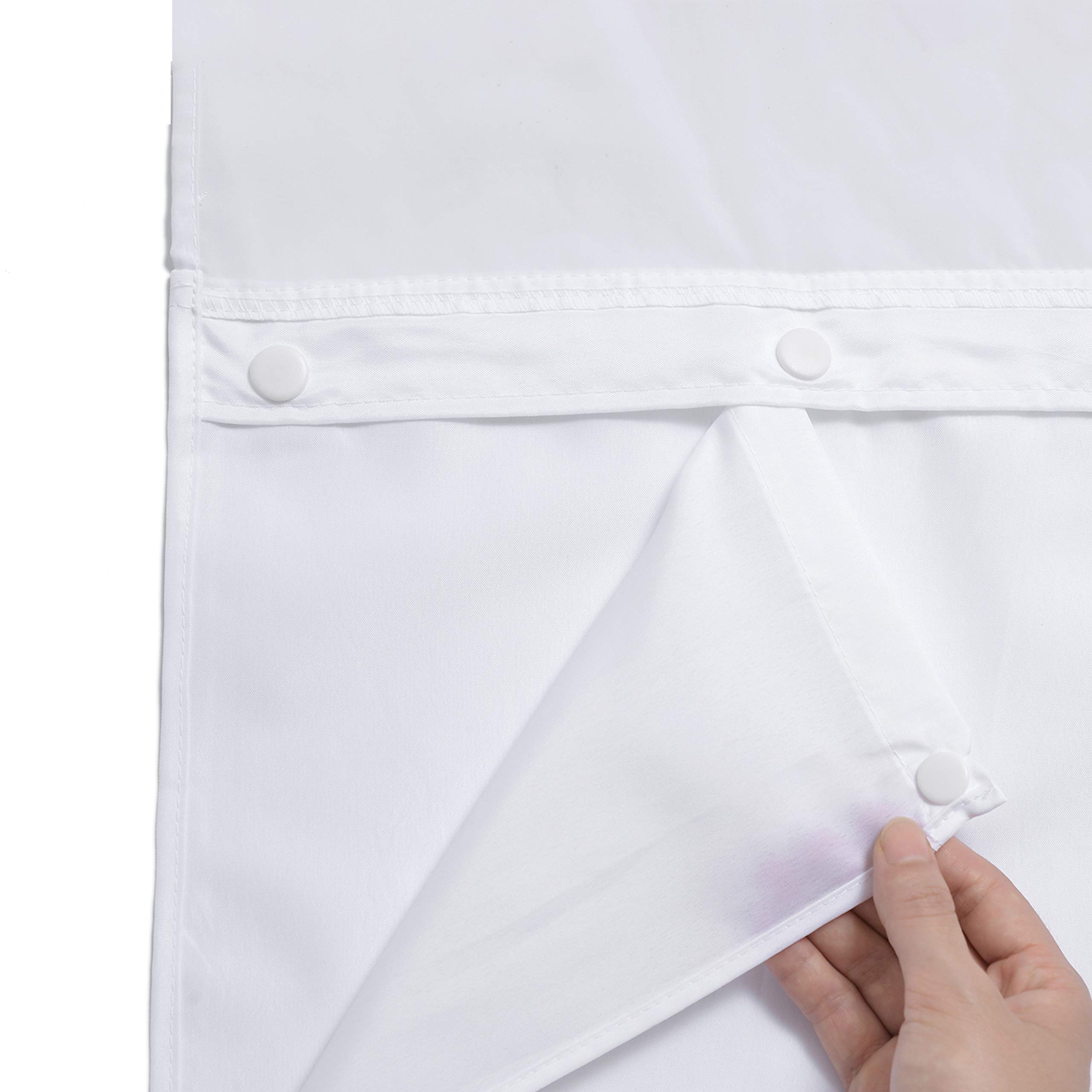 Photo 1 of KONZENT Snap in Shower Curtain Liner Replacement Removable Water Repellent Liner for Bathroom 70" W x 54" H (Fit for 71" W x 74" H Shower Curtain) (White, 2 Pack)