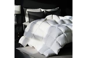 Yalamila Goose Feather Down Fiber Comforter King Size, 100% Cotton Cover Ultra Soft Fluffy King Duvet Insert, Luxurious Hotel Bedding Comforter for All Season, White 106"x90"