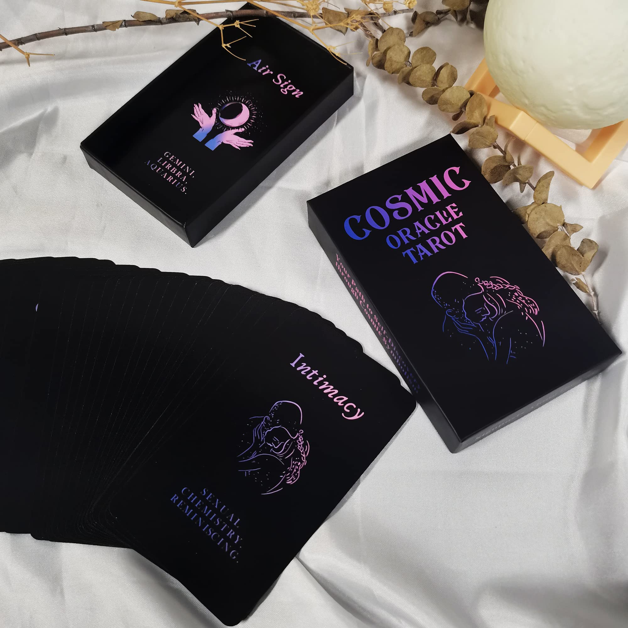 Han Yu Bowen Love Oracle Cards,Tarot Cards for Beginners Twin Flame Tarot Cards,Oracle Cards Decks with Meanings on Them Soulmate to Romantic Relationships Oracle Cards (Black (2.75“ × 4.72