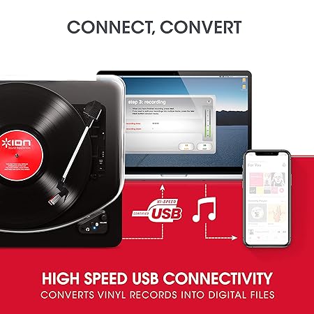 Ion Audio Air Lp Bluetooth Belt Drive Turn Table With Usb Conversion Piano Black Amazon In Musical Instruments