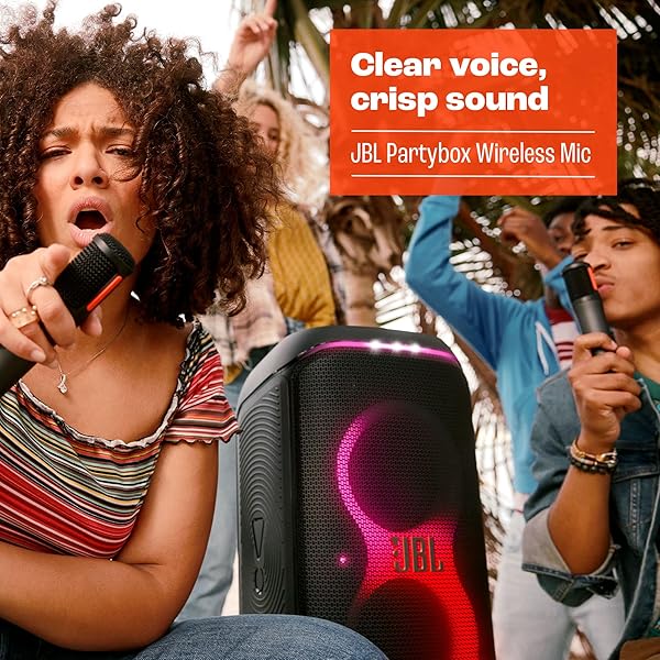 JBL PARTYBOX WIRELESS MIC – 2X DIGITAL WIRELESS MICROPHONES, RECHARGEABLE BATTERY (20HRS – 700MAH), CLEAR VOICE, CRISP SOUND, STABLE 2.4GHZ CONNECTION, COMPATIBLE WITH ALL PARTYBOX SPEAKERS (BLACK)