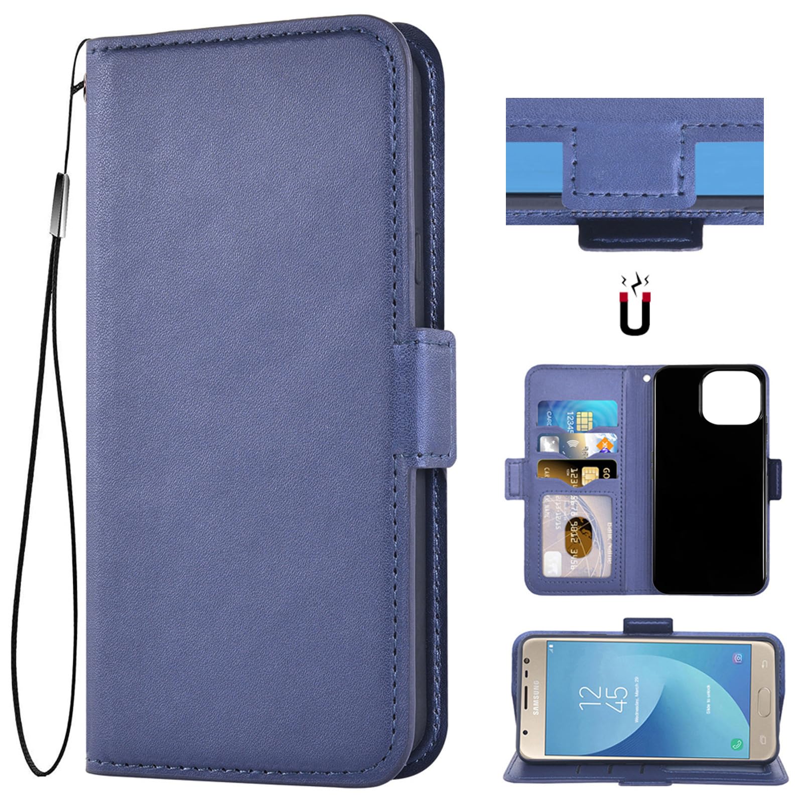 Auotu PU Leather Flip Wallet Mobile Phone Case Cover for Cubot P80 Smartphone (Blue)