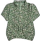 Verdusa Women's Plus Size Boho Floral Button Up Blouse Ruffle Pleated Notched V Neck Summer Vacation Tops