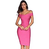 meilun Women's Rayon Off Shoulder Bandage Bodycon Party Dress