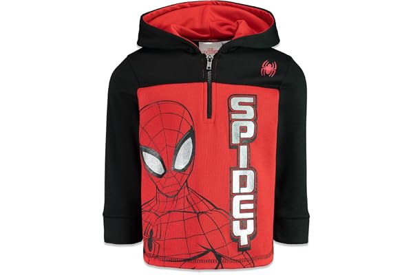 Marvel Avengers Spider-Man Fleece Half Zip Hoodie Toddler to Big Kid Sizes (2T - 18-20)