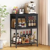 DAOUTIME 3 Tier Coffee Bar Cabinet, Farmhouse Small Coffee Bar with Doors, Mini Liquor Buffet Sideboard Cabinet with Leveling Feet, 29.92" H Coffee Station Table for Home Kitchen Corner or Small Space