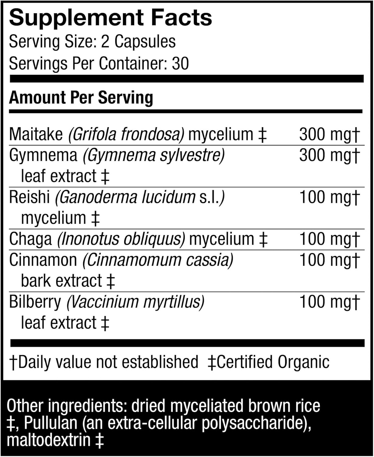 Host Defense, MycoBotanicals Blood Sugar, Maintaining Blood Sugar Levels Already Within Normal Range, Daily Mushrooms and Herb Supplement, Vegan, Organic, 60 Capsules (30 Servings): Health & Personal Care