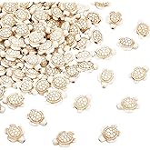 NBEADS 92 Pcs Turquoise Bead Strands, Floral White Turtle Charms, Synthetic Turquoise Gemstone Rock Animal Beads for Jewelry Making DIY Bracelet Necklace