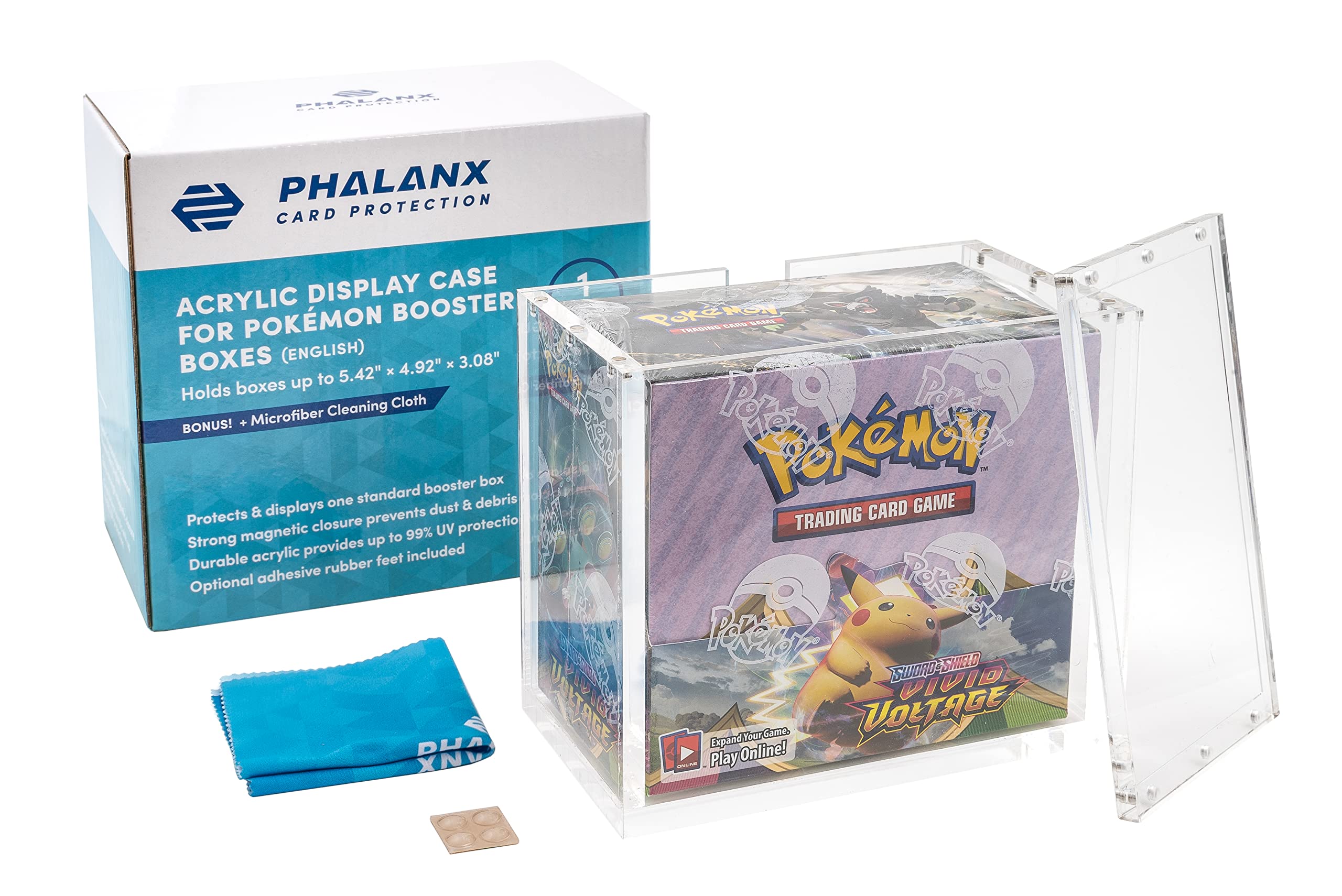 Photo 1 of Phalanx Booster Box Acrylic Display Case for Pokemon Booster Box - Premium Acrylic Magnetic Box 99% UV Protection with Microfiber Cloth & Rubber Feet (Cards Not Included)