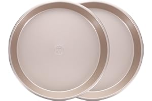 Ultra Cuisine 2 Piece Stone Deep Dish Pizza Pan Tortilla Pan - Detroit Style Pizza Pans - Carbon Steel Pizza Baking Pan - Cast Iron Pizza Pans Replacement - 12.7” x 1.5” Round Pizza Pans