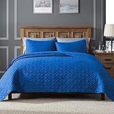 ClevaHome Twin Quilt Set for Royal Blue Bedspreads, Ultra Soft Lightweight Coverlet, Modern Diamond Pattern Quilt for All Seasons – 2 Piece Set (1 Quilt, 1 Pillow Sham)