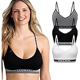 Skechers 3 Pack Womens Sports Bra, Sujetador Deportivo, Seamless Bralette, Yoga Athletic Workout