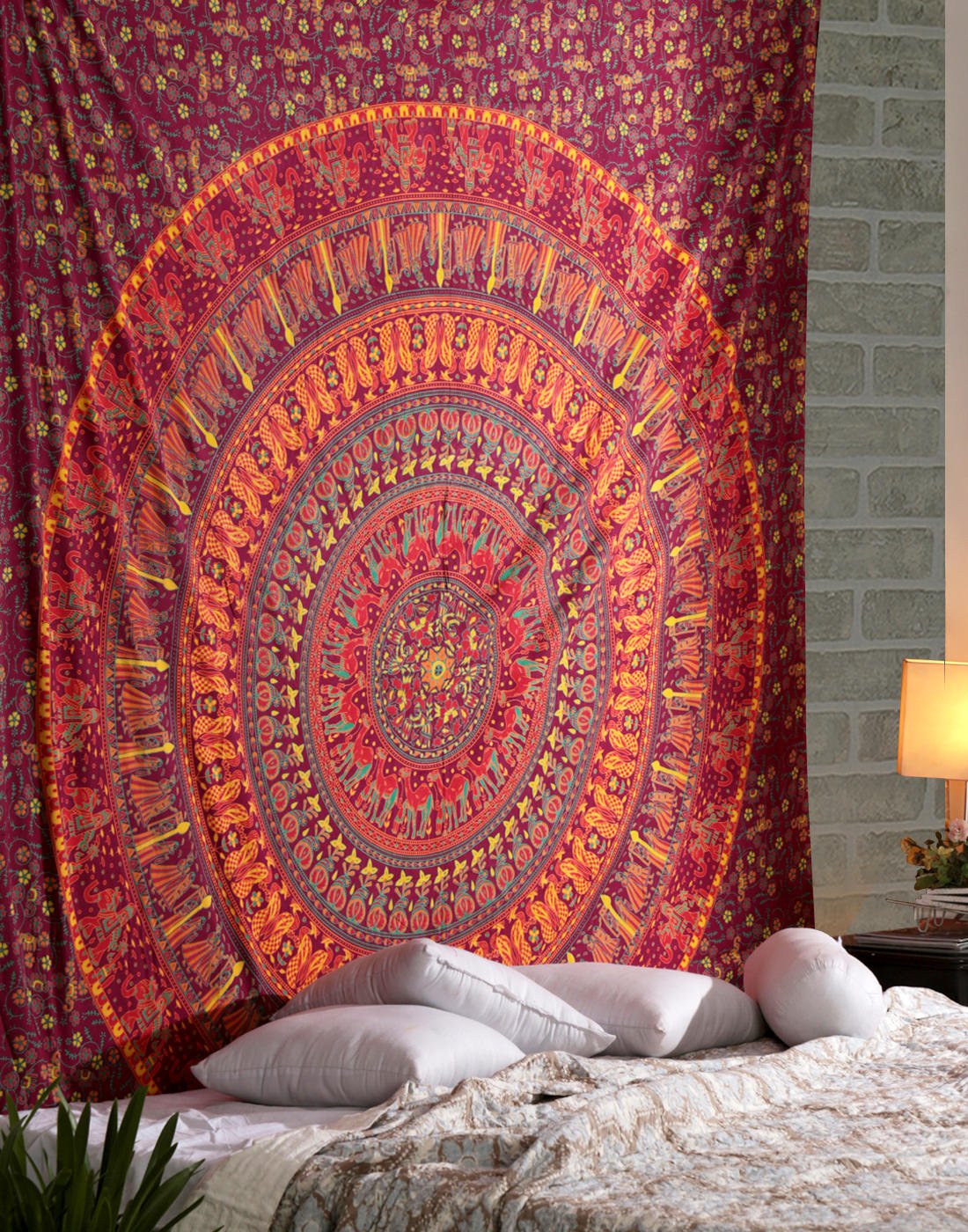 Tapestries Home 90 x 84 Inches Queen Size Indian Gold Tapestries Wall