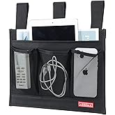 Falaku Hanging Bedside Caddy,Bedside Organizer Caddy for Bed Rails(4 Pockets-Black)