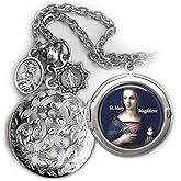 St. Mary Magdalene Locket Necklace, Patron Saint Confirmation Gift, Italian Charms, Catholic Jewelry
