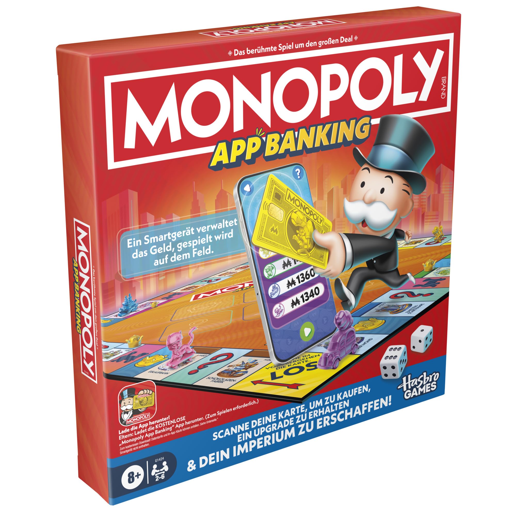 Monopoly App Banking Brettspiel - Deutsche Fassung, Moderne Version des Klassikers, elektronisches Spiel für Kinder ab 8 Jahren, für 2 bis 6 Spieler 4