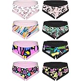 SYVIN Women 8pcs Cute Halloween Allover Skull Print Hipster Panties, Lace Trims Low Rise Bikini Comfortable Underwear