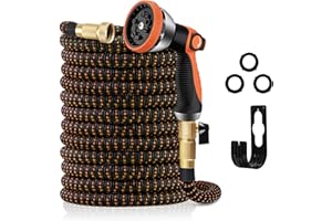 Expandable Garden Hose 50ft - Flexible Retractable Water Hose with10 Function Spray Gun