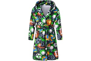 uideazone Boys Fleece Robe Kids Hooded Plush Bathrobe Soft Warm Sleepwear for Teen 7-14 Years