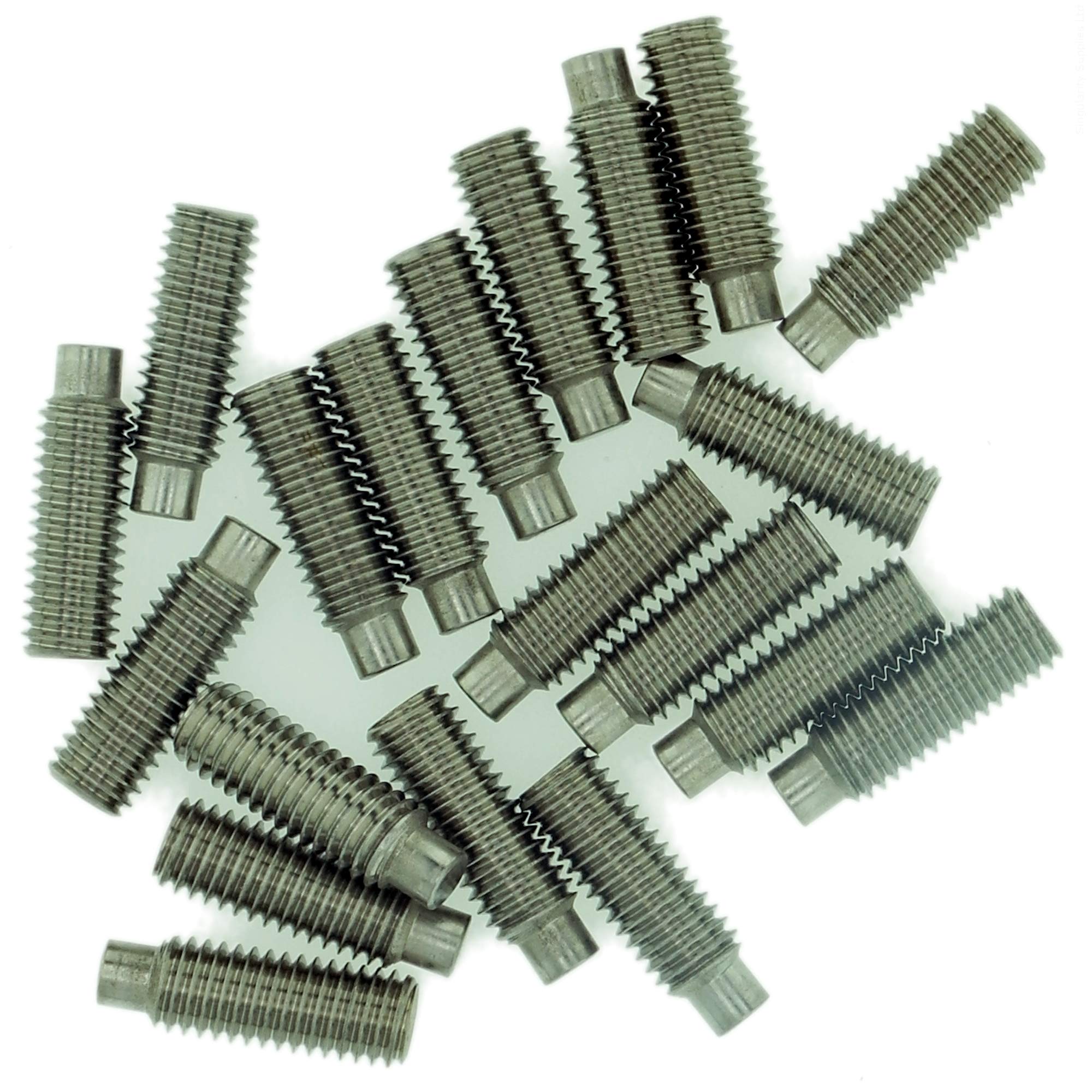 M2.5 (2.5mm x 10mm) Hex Socket Grub Screw (Dog Point) - Stainless Steel (A2) (Pack of 20)