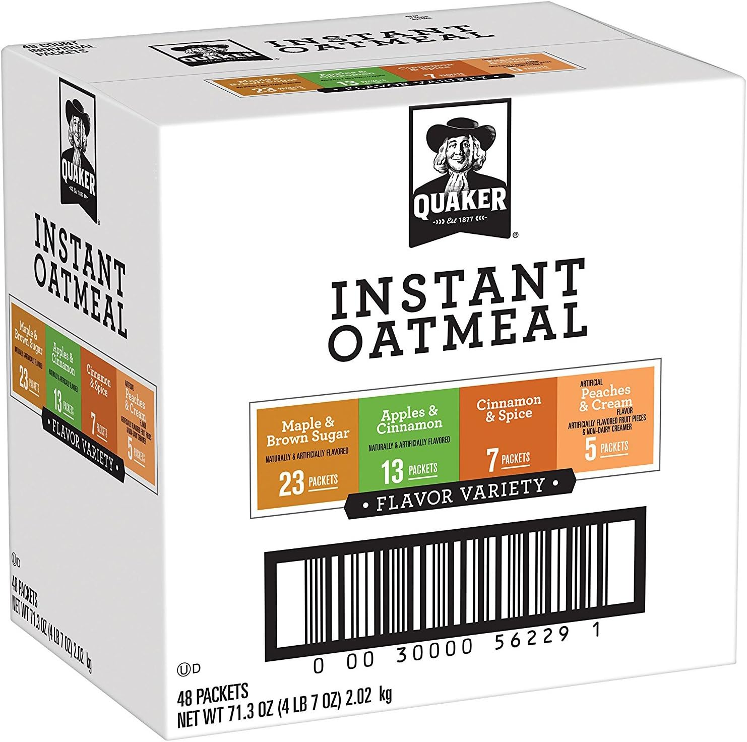 Quaker Instant Oatmeal Variety Pack, Breakfast Cereal,1.49 Ounce, 48 Count