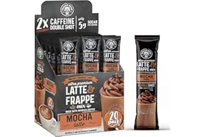 The Frozen Bean Mocha Frappe & Latte Instant Mix (20 Sticks), Made with Arabica Coffee, Double Shot Caffeine, Low Sugar & Premium Ingredients, Hot, Iced, or Blended Drinks