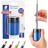 STAEDTLER pencil sharpener, premium quality sharpener with screw-on lid, prevents accidental openings, compact size for penci