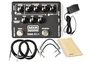 MXR M80 Bass D.I.+ PLUS Guitar Preamp Distortion Effects Pedal with Noise Gate and XLR Output Featuring Tonebird Patch, Instrument Cable, 9V Power Supply Bundle