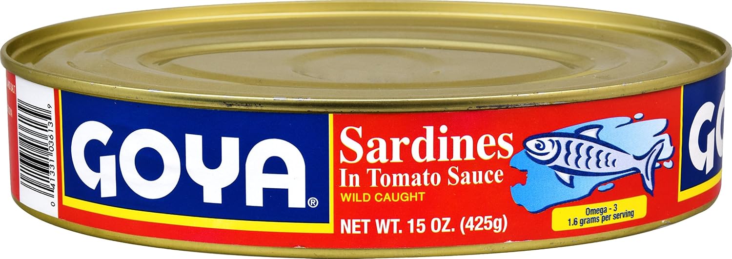 Goya sardines in tomato sauce 15oz oval can (041331036139)