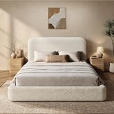 Upholstered Bed Frame Queen Size Cloud Bed, 360&deg; Foam Wrapped, Beige | 5-Minute Easy Assembly, Low Profile Chenille Queen Boneless Bed, No Box Spring Needed, Squeak-Free, CertiPUR-US Certified