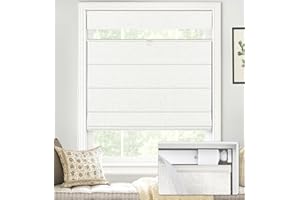 LazBlinds No Tools No Drill TDBU Cordless Roman Shades for Window, Thermal Insulated UV Blocking, 100% Blackout Fabric Blinds for Bedroom & Living Room, 36" W x 64" H, Blackout - White