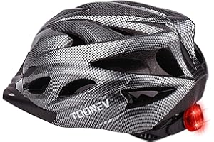 TOONEV Adult Bike Helmet with Safety LED Light,Lightweight Integrally Sport Mountain Bicycle Helmet Adjustable Size 54 to 62C