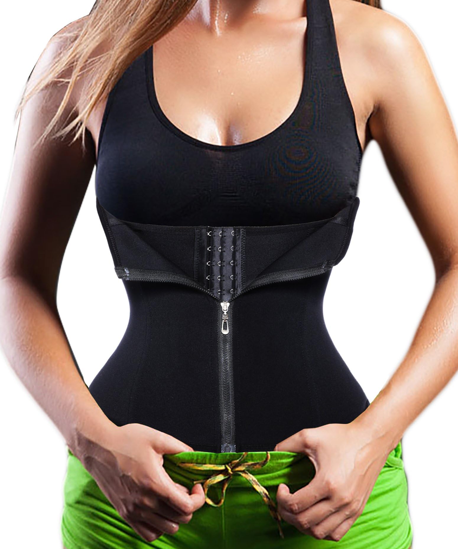 3 Clip&1 Zip 6 Steel Boned Waist Trainer Lingerie Sport Workout Shaper Tummy