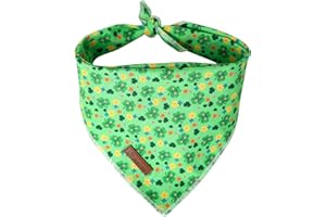 UP URARA PUP St. Patrick's Dog Bandana, Shamrock Triangle Bid Scarf for Small Medium Dog, Cotton Pet Kerchief for Girl Boy Dogs or Cats, Cute Spring Dog Bandana, Puppy Green Dog Bandana